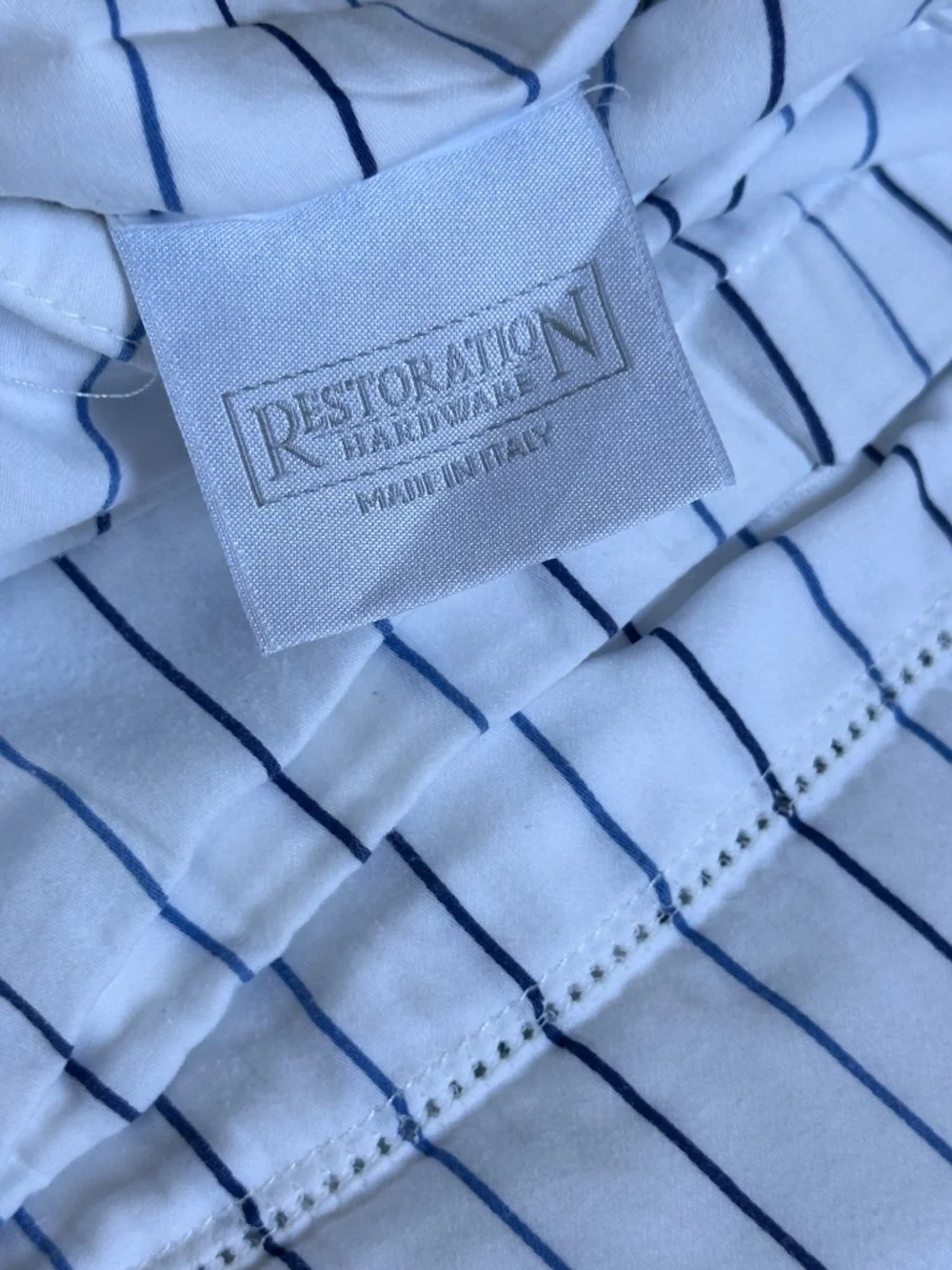 Restoration Hardware Italian Cotton Pinstripe King Duvet Cover